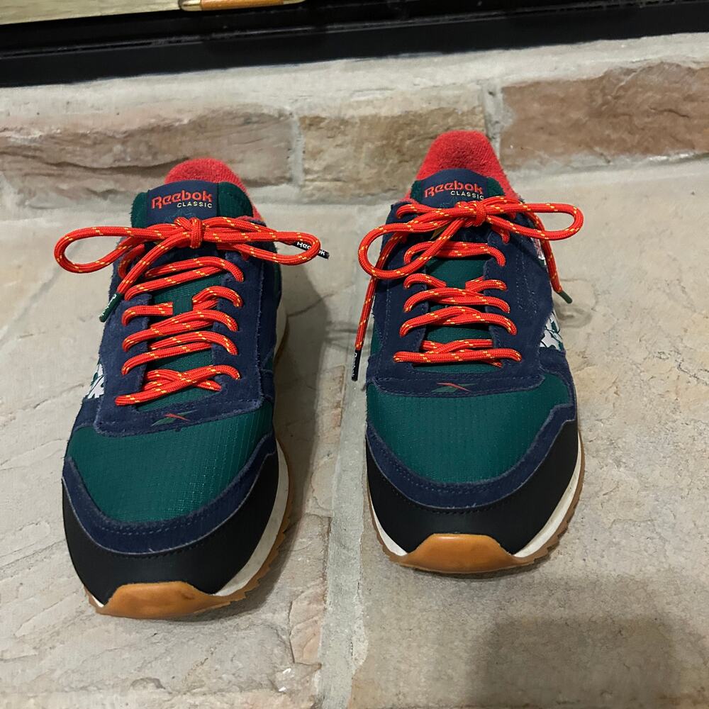 Reebok Classic Leather Ripple Altered sneakers Green Red Yellow Streetwear sz 9 - Picture 4 of 10